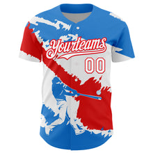 Загрузить изображение в средство просмотра галереи, Custom Electric Blue White-Fire Red 3D Puerto Rico Puerto Rican Flag Authentic Baseball Jersey