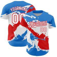 Загрузить изображение в средство просмотра галереи, Custom Electric Blue White-Fire Red 3D Puerto Rico Puerto Rican Flag Authentic Baseball Jersey