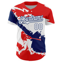 Laden Sie das Bild in den Galerie-Viewer, Custom Fire Red White-US Navy Blue 3D Dominican Republic Flag Authentic Baseball Jersey