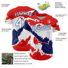 Laden Sie das Bild in den Galerie-Viewer, Custom Fire Red White-US Navy Blue 3D Dominican Republic Flag Authentic Baseball Jersey