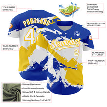 Laden Sie das Bild in den Galerie-Viewer, Custom Thunder Blue White-Yellow 3D Uruguay Uruguayan Flag Authentic Baseball Jersey