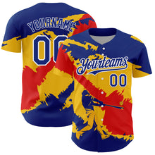Laden Sie das Bild in den Galerie-Viewer, Custom Royal Yellow-Fire Red 3D Venezuela Venezuelan Flag Authentic Baseball Jersey