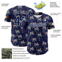 Laden Sie das Bild in den Galerie-Viewer, Custom Navy White 3D Hawaii Beach Tropical Palm Tree Authentic Baseball Jersey