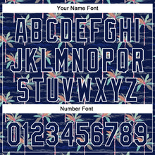 Laden Sie das Bild in den Galerie-Viewer, Custom Navy White 3D Hawaii Beach Tropical Palm Tree Authentic Baseball Jersey