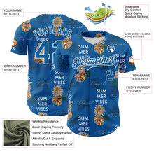 Загрузить изображение в средство просмотра галереи, Custom Blue White 3D Hawaii Tropical Leaves Summer Vibes Authentic Baseball Jersey