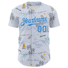 Laden Sie das Bild in den Galerie-Viewer, Custom White Electric Blue 3D Hawaii Beach Tropical Palm Tree Authentic Baseball Jersey