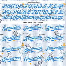 Laden Sie das Bild in den Galerie-Viewer, Custom White Electric Blue 3D Hawaii Beach Tropical Palm Tree Authentic Baseball Jersey