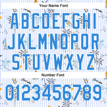 Laden Sie das Bild in den Galerie-Viewer, Custom White Electric Blue 3D Hawaii Beach Tropical Palm Tree Authentic Baseball Jersey