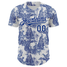 Laden Sie das Bild in den Galerie-Viewer, Custom White Royal 3D Hawaii Tropical Jungle Leopard Authentic Baseball Jersey