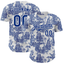 Laden Sie das Bild in den Galerie-Viewer, Custom White Royal 3D Hawaii Tropical Jungle Leopard Authentic Baseball Jersey