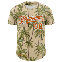 Laden Sie das Bild in den Galerie-Viewer, Custom City Cream Texas Orange-White 3D Hawaii Tropical Coconut Tree Authentic Baseball Jersey