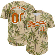 Laden Sie das Bild in den Galerie-Viewer, Custom City Cream Texas Orange-White 3D Hawaii Tropical Coconut Tree Authentic Baseball Jersey