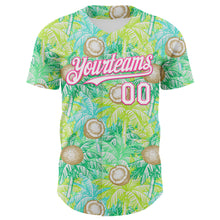 Laden Sie das Bild in den Galerie-Viewer, Custom White Pink 3D Hawaii Tropical Coconut Tree Authentic Baseball Jersey