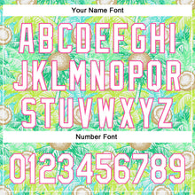 Laden Sie das Bild in den Galerie-Viewer, Custom White Pink 3D Hawaii Tropical Coconut Tree Authentic Baseball Jersey