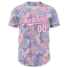 Laden Sie das Bild in den Galerie-Viewer, Custom Light Purple White-Pink 3D Hawaii Beach Tropical Octopus Authentic Baseball Jersey