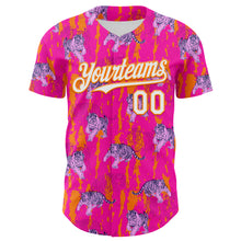Laden Sie das Bild in den Galerie-Viewer, Custom Deep Pink White-Bay Orange 3D Hawaii Tropical Animal Tiger Authentic Baseball Jersey