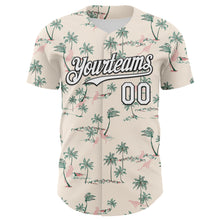 Laden Sie das Bild in den Galerie-Viewer, Custom Cream White-Black 3D Hawaii Tropical Palm Tree Leopard Authentic Baseball Jersey