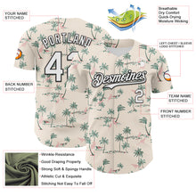 Laden Sie das Bild in den Galerie-Viewer, Custom Cream White-Black 3D Hawaii Tropical Palm Tree Leopard Authentic Baseball Jersey