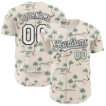 Laden Sie das Bild in den Galerie-Viewer, Custom Cream White-Black 3D Hawaii Tropical Palm Tree Leopard Authentic Baseball Jersey