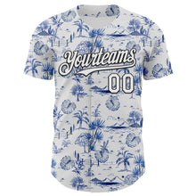 Laden Sie das Bild in den Galerie-Viewer, Custom White Black 3D Hawaii Island Tropical Palm Tree Authentic Baseball Jersey