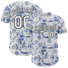 Laden Sie das Bild in den Galerie-Viewer, Custom White Black 3D Hawaii Island Tropical Palm Tree Authentic Baseball Jersey