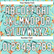 Laden Sie das Bild in den Galerie-Viewer, Custom Ice Blue White-Black 3D Hawaii Tropical Leaves Authentic Baseball Jersey