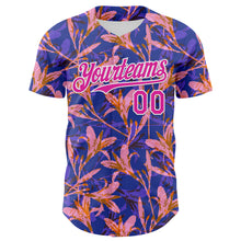 Laden Sie das Bild in den Galerie-Viewer, Custom Purple Deep Pink-White 3D Hawaii Tropical Flower Authentic Baseball Jersey