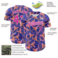 Laden Sie das Bild in den Galerie-Viewer, Custom Purple Deep Pink-White 3D Hawaii Tropical Flower Authentic Baseball Jersey