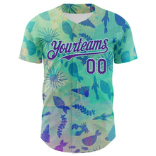 Laden Sie das Bild in den Galerie-Viewer, Custom Ice Blue Purple 3D Hawaii Tropical Marine Creature Authentic Baseball Jersey