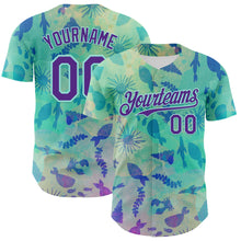Laden Sie das Bild in den Galerie-Viewer, Custom Ice Blue Purple 3D Hawaii Tropical Marine Creature Authentic Baseball Jersey