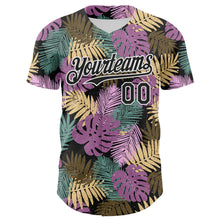 Laden Sie das Bild in den Galerie-Viewer, Custom Black White 3D Hawaii Tropical Palm Leaves Authentic Baseball Jersey