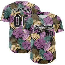 Laden Sie das Bild in den Galerie-Viewer, Custom Black White 3D Hawaii Tropical Palm Leaves Authentic Baseball Jersey