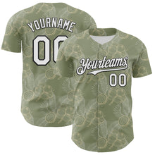 Laden Sie das Bild in den Galerie-Viewer, Custom Olive White-Black 3D Hawaii Tropical Coconut Tree Authentic Baseball Jersey