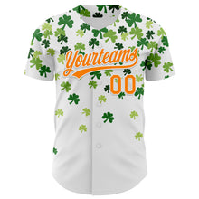 Charger l'image dans la galerie, Custom White Bay Orange-Green 3D St. Patrick's Day Shamrock Authentic Baseball Jersey
