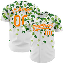 Charger l'image dans la galerie, Custom White Bay Orange-Green 3D St. Patrick's Day Shamrock Authentic Baseball Jersey