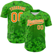 Загрузить изображение в средство просмотра галереи, Custom Green Bay Orange-White 3D St. Patrick's Day Shamrock Authentic Baseball Jersey