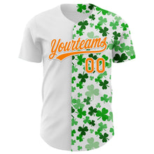Загрузить изображение в средство просмотра галереи, Custom White Bay Orange-Green 3D St. Patrick's Day Shamrock Authentic Baseball Jersey
