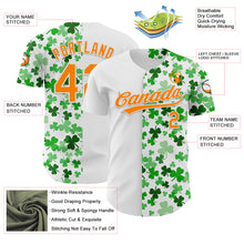 Загрузить изображение в средство просмотра галереи, Custom White Bay Orange-Green 3D St. Patrick's Day Shamrock Authentic Baseball Jersey