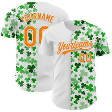 Загрузить изображение в средство просмотра галереи, Custom White Bay Orange-Green 3D St. Patrick's Day Shamrock Authentic Baseball Jersey