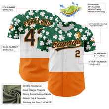 Charger l'image dans la galerie, Custom Kelly Green Black-Bay Orange 3D St. Patrick's Day Shamrock Authentic Baseball Jersey