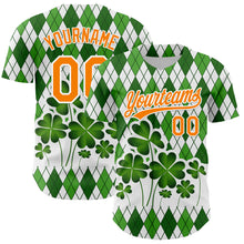Charger l'image dans la galerie, Custom White Bay Orange-Green 3D St. Patrick's Day Shamrock Authentic Baseball Jersey