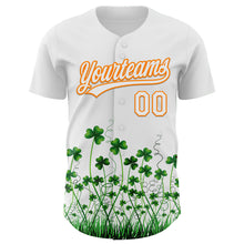 Charger l'image dans la galerie, Custom White Bay Orange-Green 3D St. Patrick's Day Shamrock Authentic Baseball Jersey