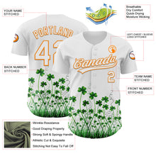 Charger l'image dans la galerie, Custom White Bay Orange-Green 3D St. Patrick's Day Shamrock Authentic Baseball Jersey