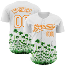 Charger l'image dans la galerie, Custom White Bay Orange-Green 3D St. Patrick's Day Shamrock Authentic Baseball Jersey