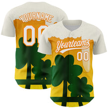 Charger l'image dans la galerie, Custom White Bay Orange-Green 3D St. Patrick's Day Shamrock Beer Authentic Baseball Jersey