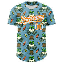 Charger l'image dans la galerie, Custom Shadow Blue White-Bay Orange 3D St. Patrick's Day Shamrock Beer Authentic Baseball Jersey