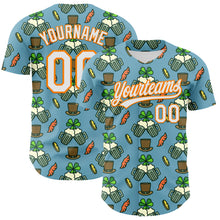 Charger l'image dans la galerie, Custom Shadow Blue White-Bay Orange 3D St. Patrick's Day Shamrock Beer Authentic Baseball Jersey