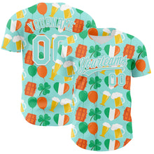 Charger l'image dans la galerie, Custom Ice Blue White-Green 3D St. Patrick's Day Shamrock Beer Authentic Baseball Jersey