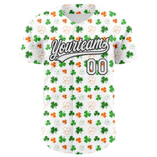 Charger l'image dans la galerie, Custom White Black Green-Bay Orange 3D St. Patrick's Day Shamrock Authentic Baseball Jersey