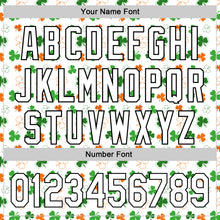 Charger l'image dans la galerie, Custom White Black Green-Bay Orange 3D St. Patrick's Day Shamrock Authentic Baseball Jersey